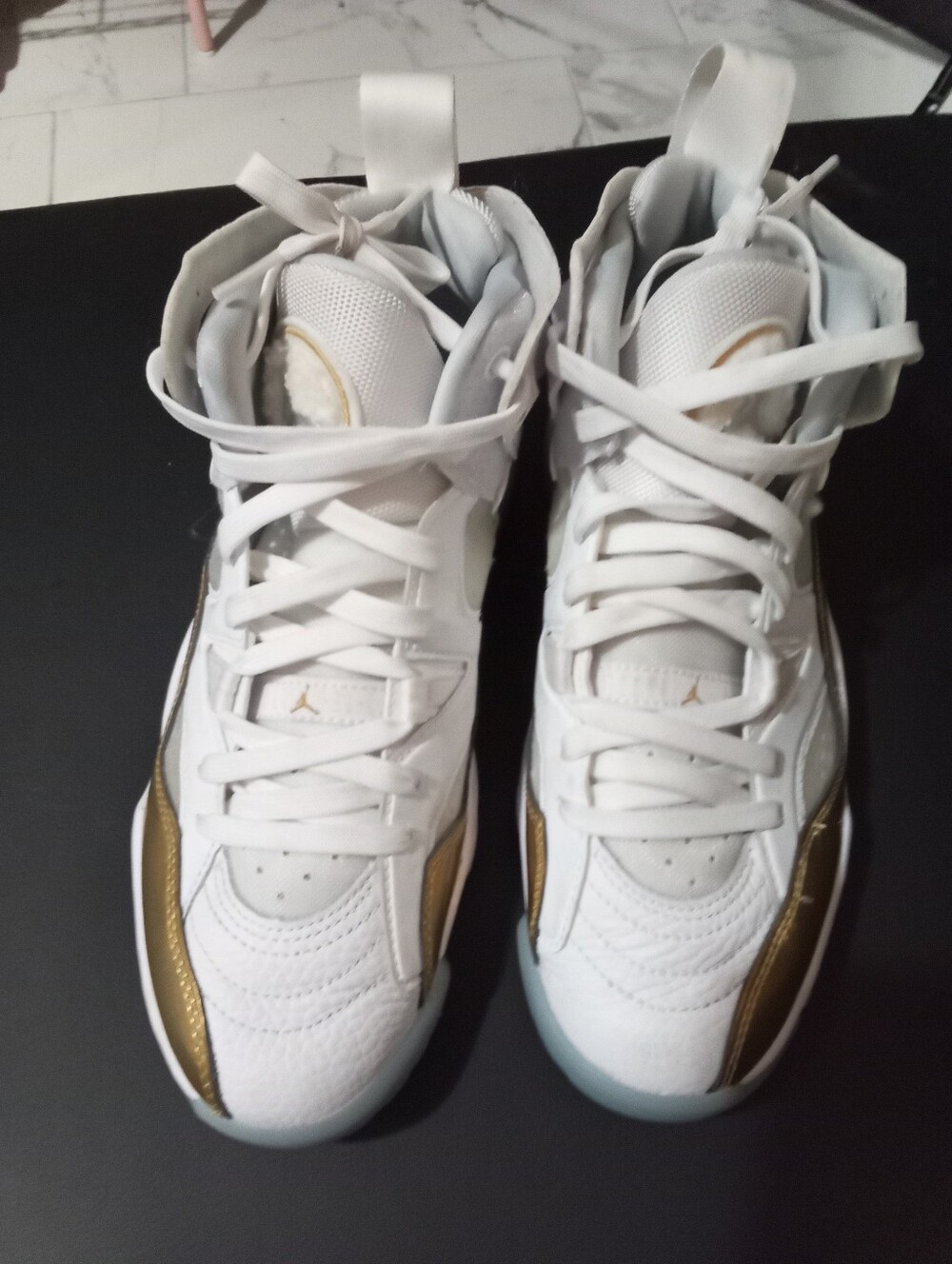 Nike Women's White and Gold High-Top Sneakers